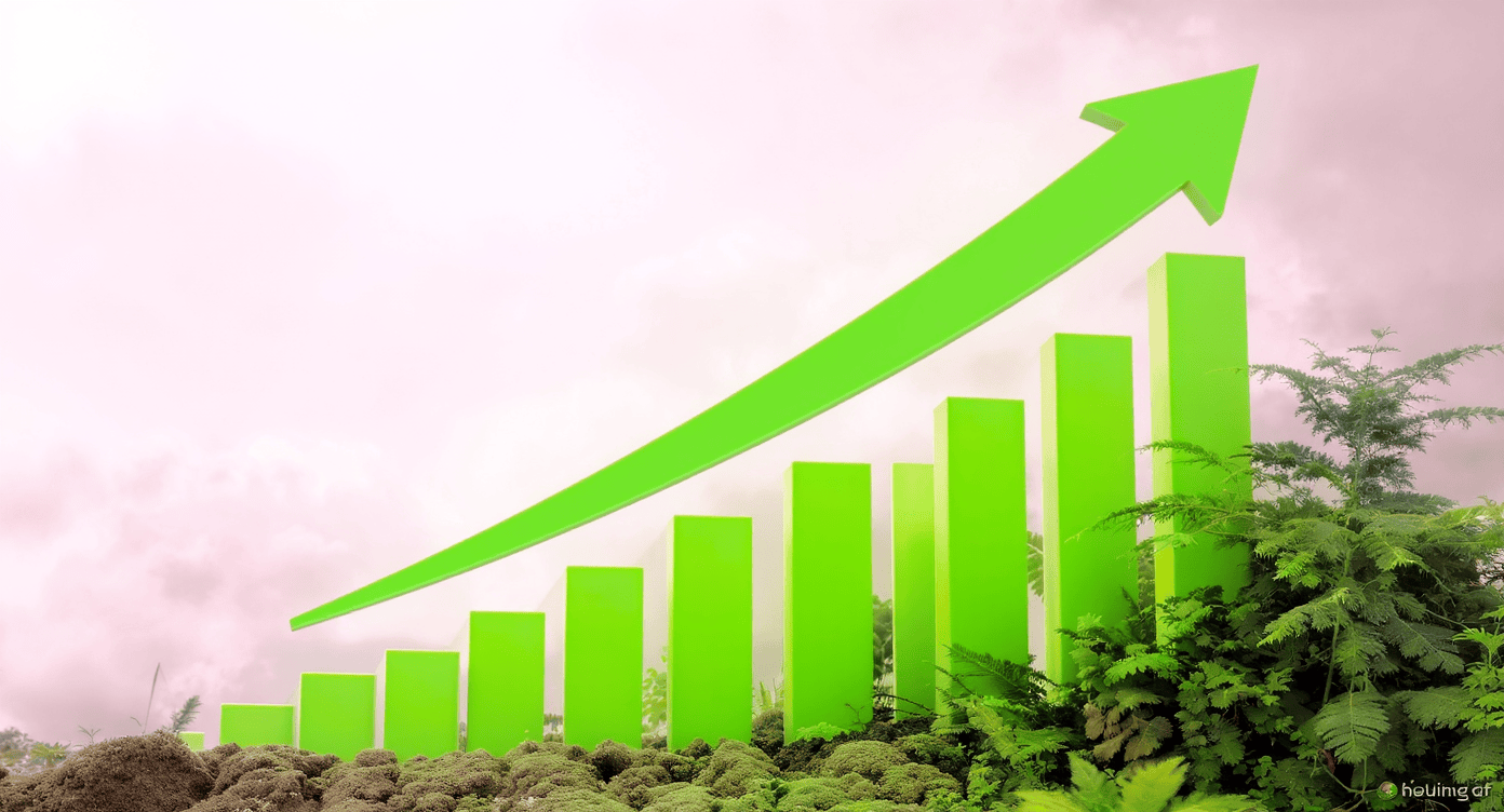 Gráfico de crescimento verde em meio à vegetação e natureza